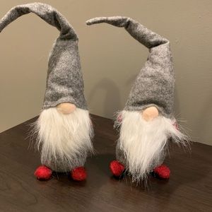 Plush Decorative Gnomes, Set of Two, Like New, Red & Gray , Approx 10” Tall